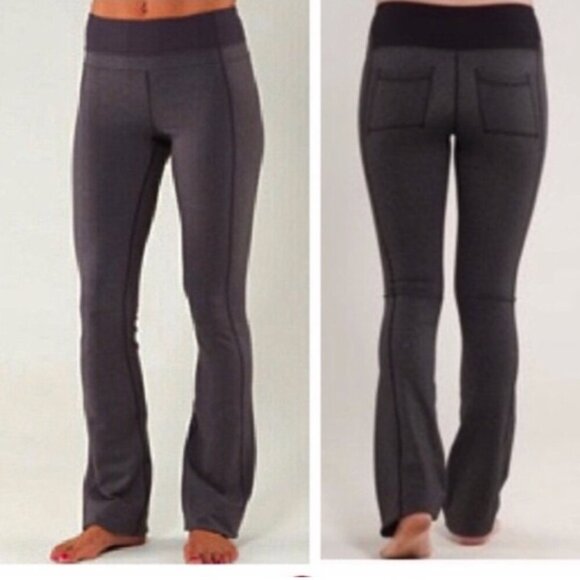 Lululemon yoga pant Women's 2 grey Sequence Groove style pockets athleisure long - Picture 9 of 11